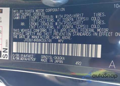 2008 Toyota 4Runner Sr5 V6 из США, поврежденный, VIN JTEBU14R88K006748